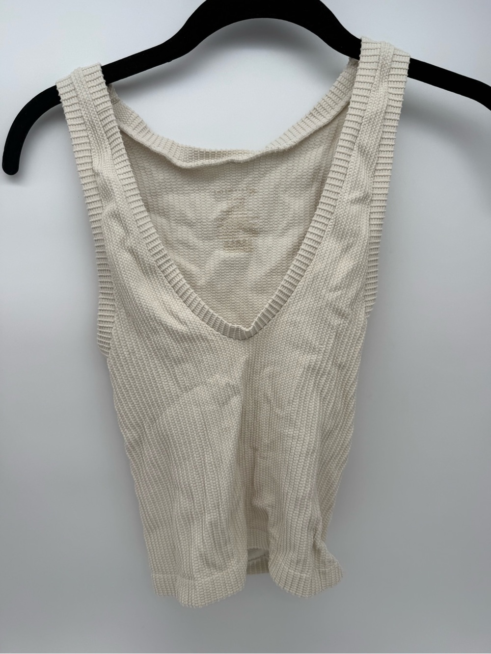 Free People Cream Ribbed V-Neck Tank